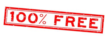 Grunge kırmızısı beyaz arka planda yüzde yüz kare kauçuk mühür damgası