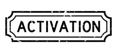 Grunge siyah aktifleştirme sözcüğü beyaz arkaplanda kauçuk mühür damgası