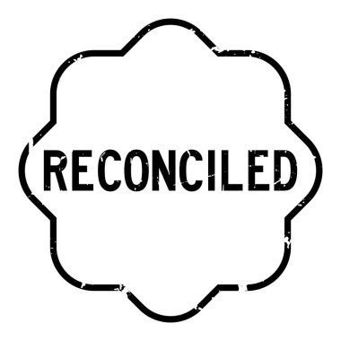 Grunge siyah kelime uzlaştırılmış beyaz arka planda lastik mühür damgası