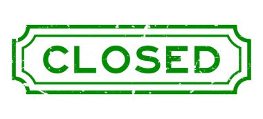 Grunge yeşil kelime kapalı iş mührü beyaz arka planda