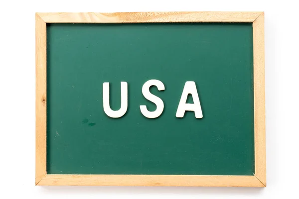 Písmeno Abeceda Slově Usa Spojené Státy Americké Tabuli Bílém Pozadí — Stock fotografie
