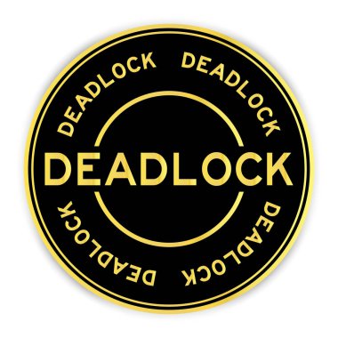 Siyah ve altın rengi yuvarlak çıkartma ve beyaz arka planda kelime çıkmazı