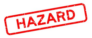 Grunge kırmızı tehlike kelime kare kauçuk mühür beyaz arka planda