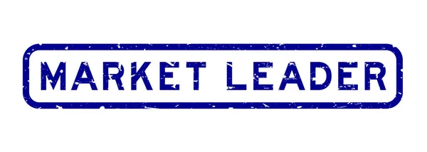 グランジブルー市場リーダーワード正方形のゴムシール白の背景にスタンプ — ストックベクタ