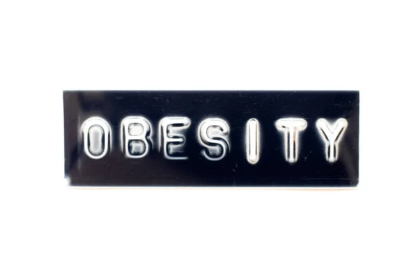 Lettre Relief Dans Mot Obésité Sur Bannière Noire Avec Fond — Photo