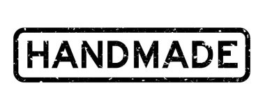 Grunge siyah el yapımı beyaz arka planda kare kauçuk mühür.