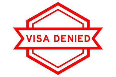 Beyaz arkaplanda kırmızı renkli sözcük vizesi reddedilmiş klasik altıgen etiket pankartı