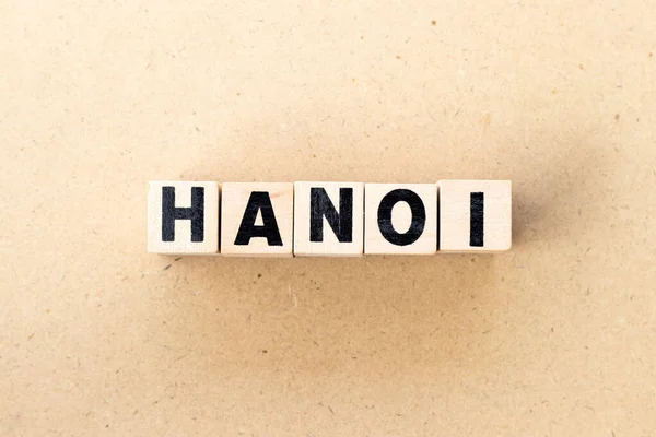 Alfabeto Bloque Letras Palabra Hanoi Sobre Fondo Madera —  Fotos de Stock