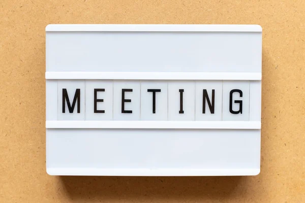 Lightbox Word Meeting Wood Background — Stock Photo, Image