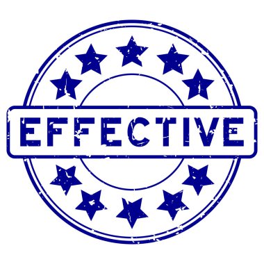 Grunge mavi etkili kelime yıldız simgesi yuvarlak lastik mühür beyaz arka planda