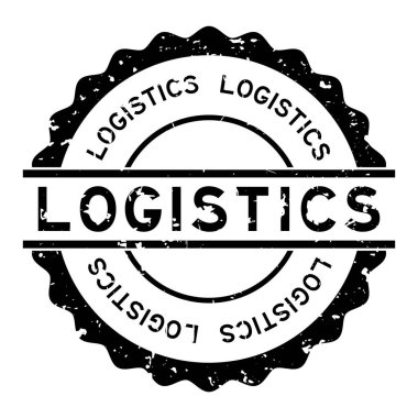 Grunge siyah lojistik sözcüğü beyaz arka planda lastik mühür damgası