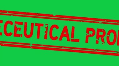 Grunge kırmızı kozmetik ürünler kelime kare kauçuk mühür yeşil arka planda yakınlaştırma