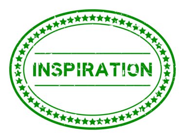 Grunge yeşil ilham kelimesi oval lastik mühür beyaz arka planda