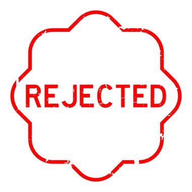 Grunge kırmızısı beyaz arka planda lastik mühür kelimesini reddetti