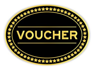 Siyah ve altın rengi oval etiket. Beyaz arka planda kelime makbuzu var.