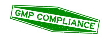 Grunge Green GMP (kısaltma: iyi üretim pratiği) Beyaz arkaplanda altıgen lastik mühür mührü