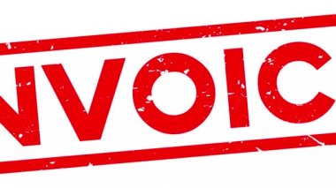 Grunge kırmızı fatura kelime kare kauçuk mühür beyaz arkaplan üzerine yakınlaştır