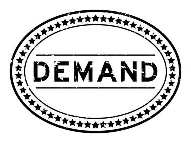 Grunge siyah talep sözcüğü oval lastik mühür beyaz arka planda