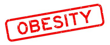 Grunge kırmızı obezite kelime kare kauçuk mühür beyaz arka groun üzerinde