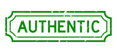 Grunge yeşil otantik kelime beyaz arka planda kauçuk mühür