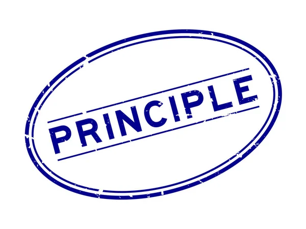 白色底座上的Grunge Blue Principle Word Oval Rubber Seal Stamp — 图库矢量图片