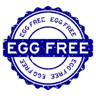 Grunge mavi yumurta ücretsiz kelime yuvarlak lastik mühür beyaz arka planda