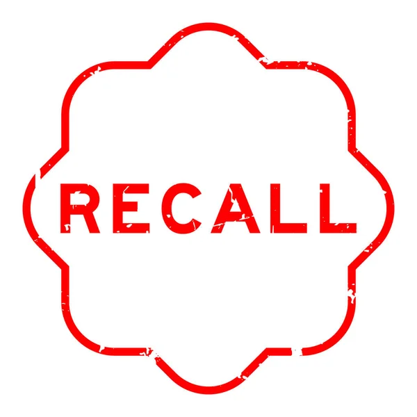 Grunge Red Recall Word Rubber Seal Stamp White Background — Stock Vector