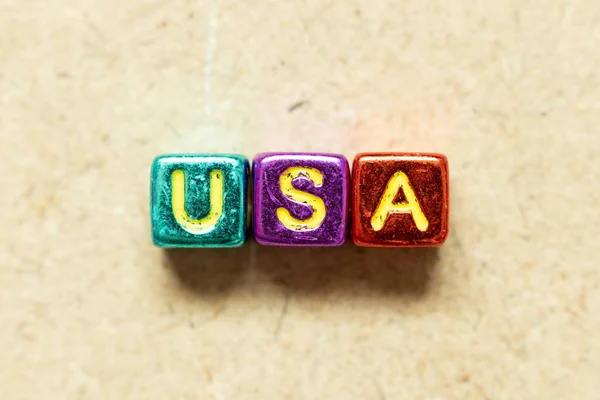 Tahta Zemin Üzerinde Abd Amerika Birleşik Devletleri Sözcüğündeki Metalik Renk — Stok fotoğraf