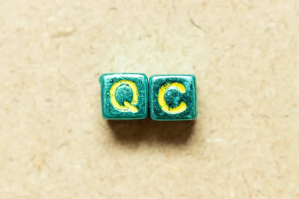 Metallic Color Alphabet Letter Block Word Abbreviation Quality Control Wood — Stock Photo, Image