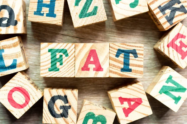 Alphabet Buchstabenblock Wort Fat Fettleibigkeit Oder Abkürzung Für Fabrikabnahmetest Dateizuordnungstabelle — Stockfoto