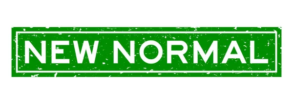 Grunge Verde Nova Palavra Normal Selo Borracha Quadrada Fundo Branco — Vetor de Stock