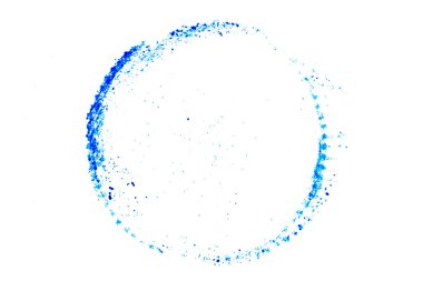 Yuvarlak şekilli mavi mürekkep. Pul ya da çerçeve olarak desenlendirilmiş.