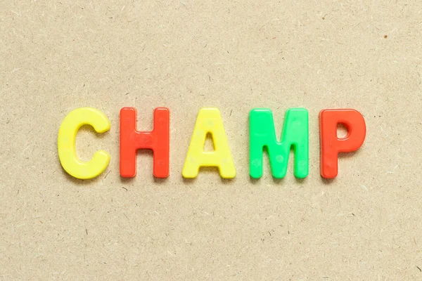 Lettera Alfabeto Colori Con Campionessa Parole Sfondo Legno — Foto Stock