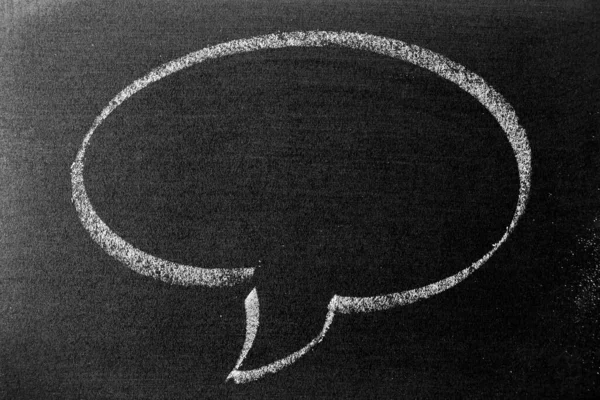 White Color Chalk Hand Drawing Bubble Speech Shape Blank Space — Stock Photo, Image