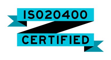 Beyaz zemin üzerine ISO 20400 sertifikalı klasik mavi renk kurdele afişi