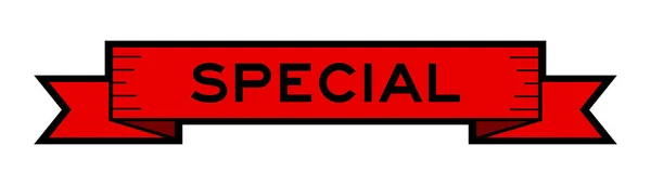 Nastro Colore Rosso Vintage Banner Con Parola Speciale Sfondo Bianco — Vettoriale Stock