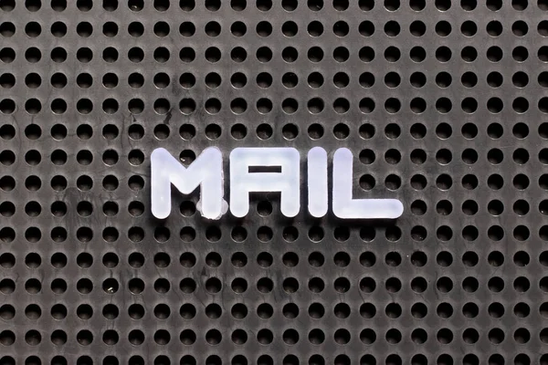 White Color Letter Word Mail Black Pegboard Background — Stock Photo, Image