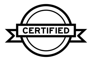 Beyaz arkaplanda sertifikalı klasik siyah renkli yuvarlak etiket pankartı