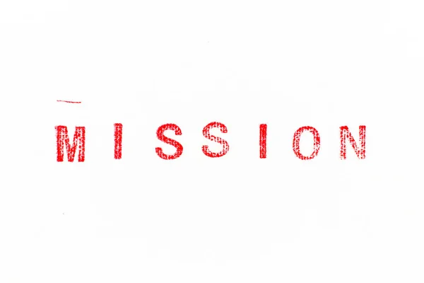 Rote Farbe Gummistempel Wort Mission Auf Weißem Papier Hintergrund — Stockfoto