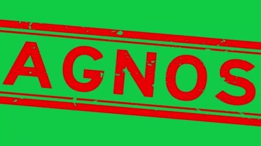 Grunge kırmızı tanı kelime kare kauçuk mühür yeşil arka planda yakınlaştır