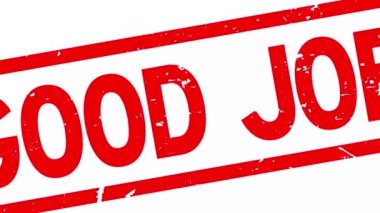 Grunge kırmızı iyi iş kelime kare kauçuk mühür beyaz arka plan yakınlaştırma