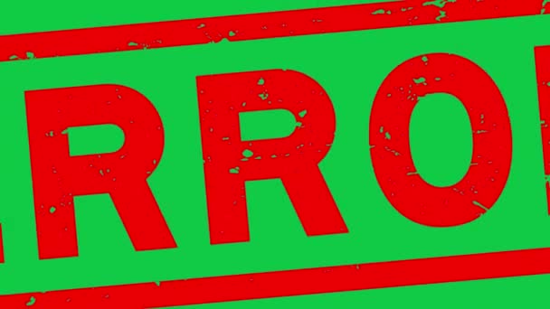 绿色背景下的红色错误字正方形橡胶印章缩放 — 图库视频影像