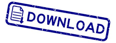 Grunge mavi kelime indirme raporu ve aşağı ok kare kauçuk mühür beyaz arkaplan üzerine