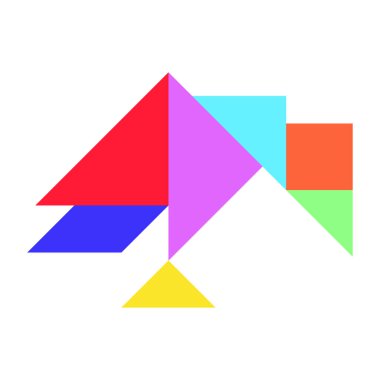 Beyaz arkaplanda kuş (akbaba) şeklinde tangram yapbozu