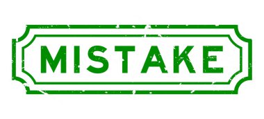 Grunge yeşil hata kelime lastik iş mühür beyaz arka planda