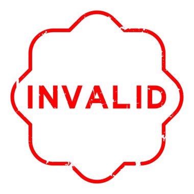 Grunge kırmızı sözcüğü geçersiz beyaz arkaplanda kauçuk mühür