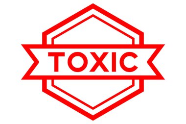 Beyaz arkaplanda kırmızı renkli toksik sözcüğüyle klasik altıgen etiket pankartı