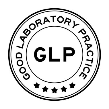 Siyah renk GLP Beyaz arkaplanda iyi bir laboratuvar uygulaması yuvarlak etiket damgası
