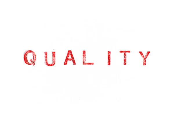 Rote Farbe Gummistempel Wortqualität Auf Weißem Papierhintergrund — Stockfoto