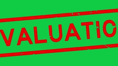 Grunge red evaluation word square rubber seal stamp zoom in green background